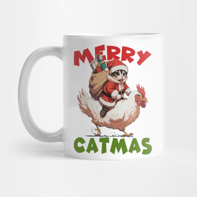Merry Catmas - 4, Funny Cute Cat on a Chicken by Megadorim